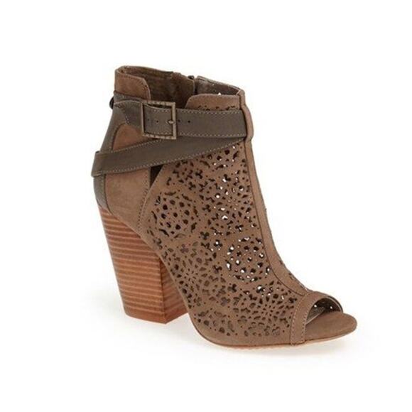 Vince Camuto Maizy Brown Lace Cut Out Booties - Picture 1 of 8